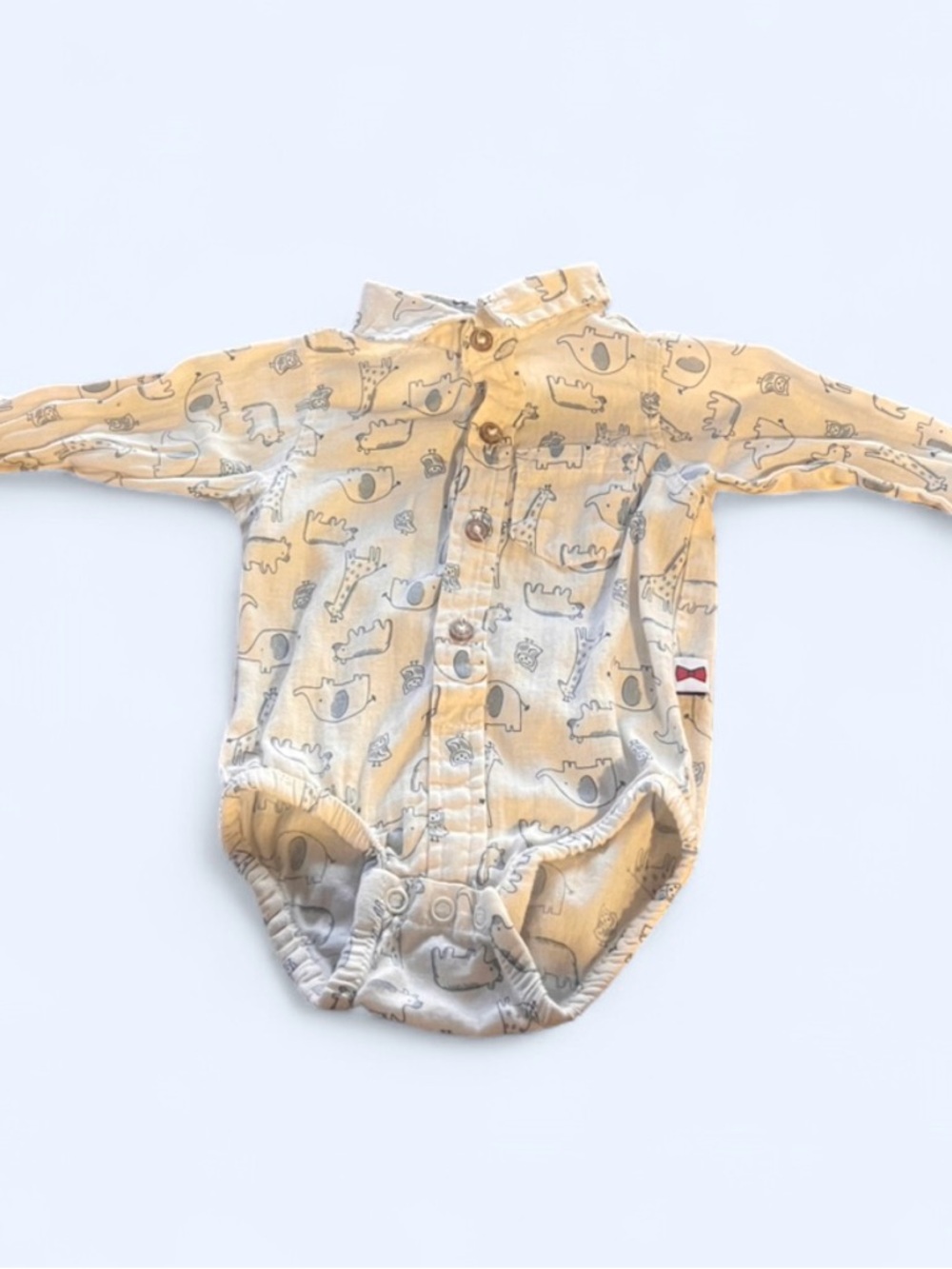 Dapper Dude white & blue Animal Print Long-Sleeve One-Piece for Kids